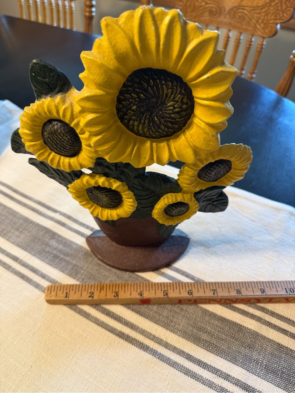Cast iron vintage sunflower door stopper